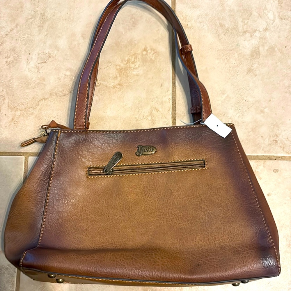 Justin brown leather shoulder bag